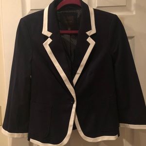 The Limited Navy 3/4 Sleeve Blazer
